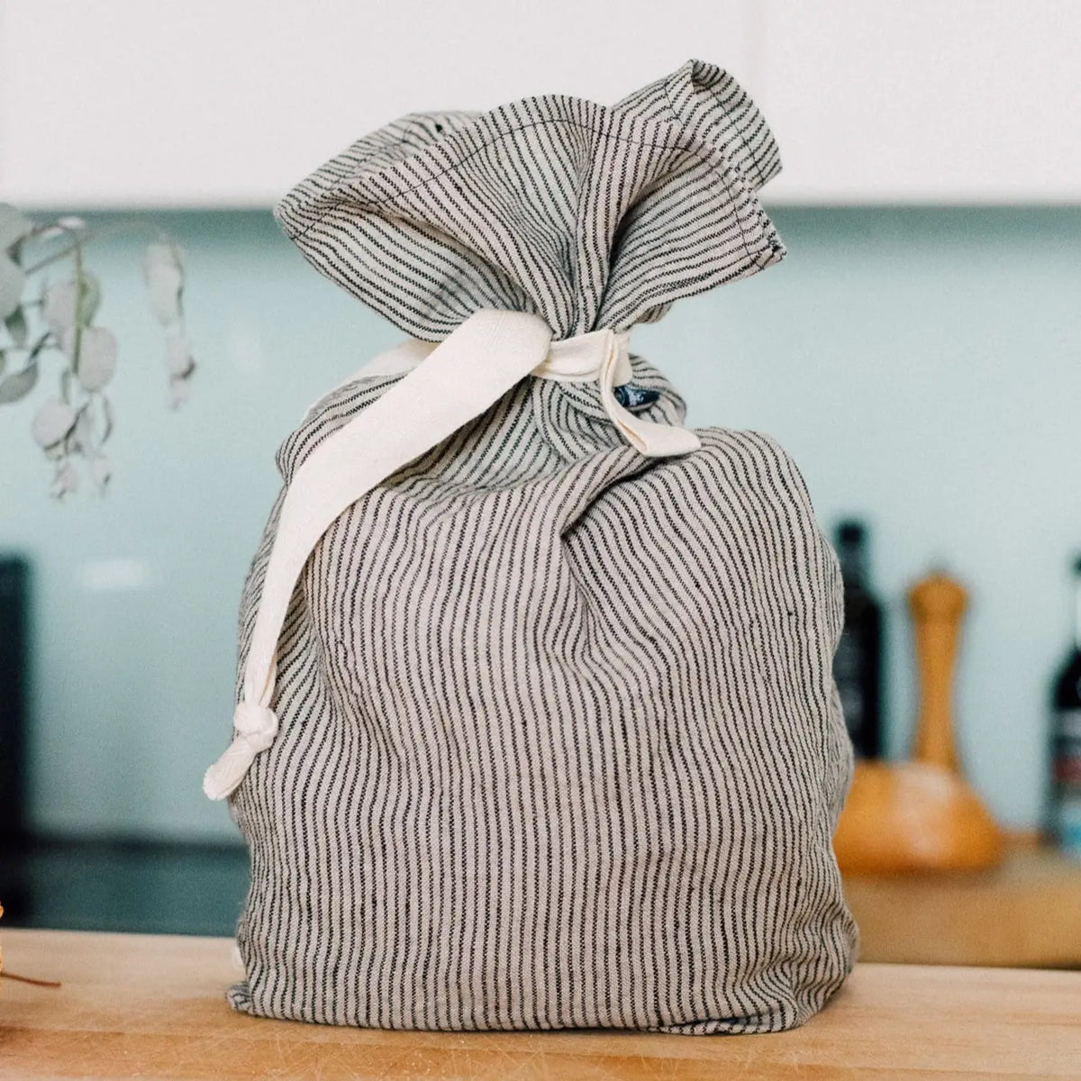 Striped Linen Bread Bag, Rough Linen Bag, Bread Loaf Bag, Reusable Kitchen  Bag, Vegan Bag, Organic Food Bag, Drawstring Linen Storage Bag 