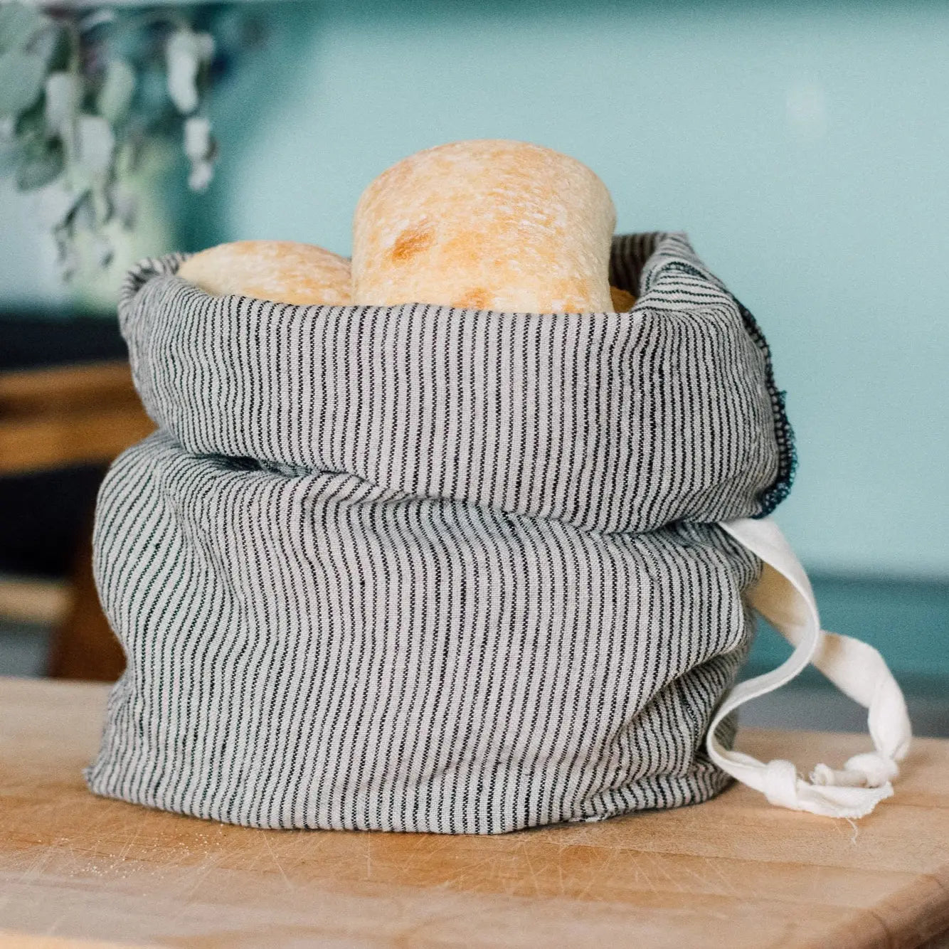 Striped Linen Bread Bag
