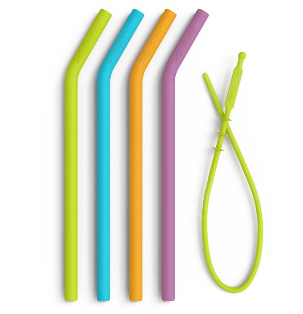 Reusable Silicone Straws, pack of 2 straws