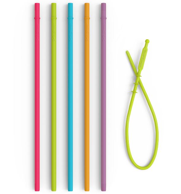 Reusable Silicone Straws, pack of 2 straws